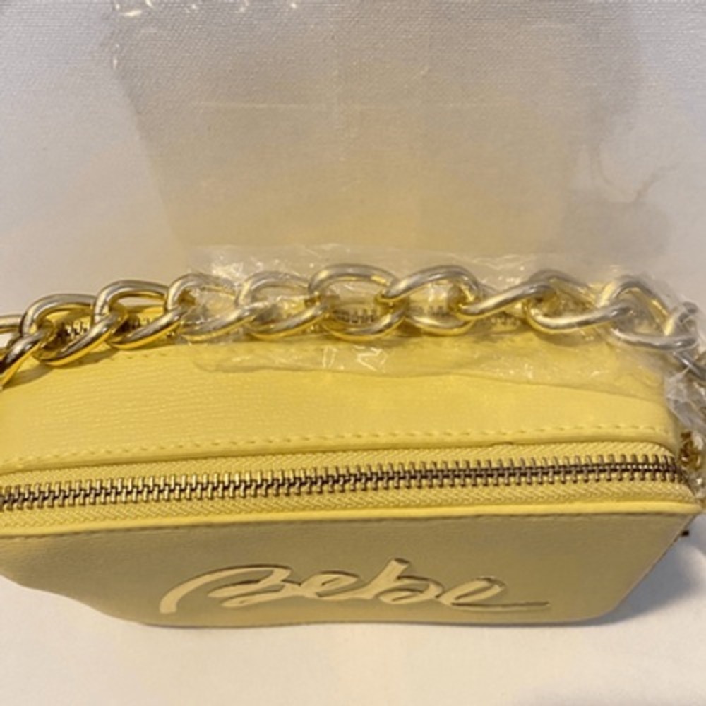Bebe Bruna Camera Bag Butter Yellow Gold Chain Crossbody Handbag New - Picture 7 of 8